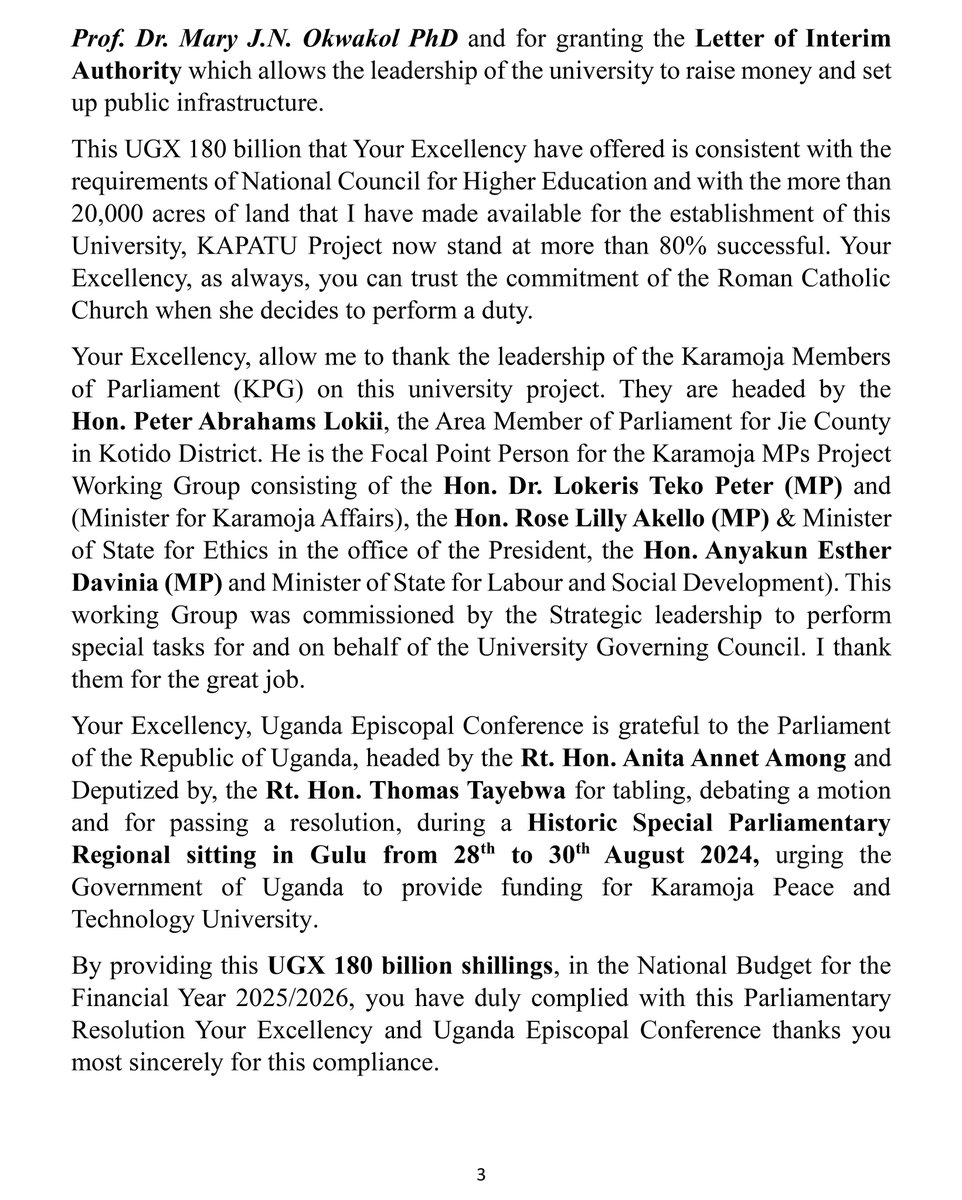 Isabelle002Anku's tweet image. Big news for Karamoja! The Government of Uganda has allocated UGX 180 billion in the FY 2025/2026 budget for the Karamoja Peace and Technology University (KAPATU) project. This is a historic milestone for education, peace, and development in the region. #KAPATUProject