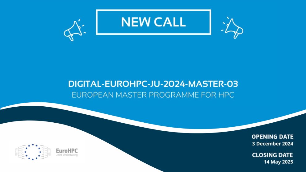 EuroCC_Portugal (@eurocc_portugal) on Twitter photo 📢 Concurso Aberto: Mestrado Pan-Europeu em #HPC
O <a href="/EuroHPC_JU/">EuroHPC Joint Undertaking</a> abriu candidaturas para criar um Mestrado pan-europeu em Computação de Alto Desempenho!
Este programa visa formar mais de 100 estudantes/ano em áreas como #IA, computação quântica e modelação computacional, 📢 Concurso Aberto: Mestrado Pan-Europeu em #HPC
O <a href="/EuroHPC_JU/">EuroHPC Joint Undertaking</a> abriu candidaturas para criar um Mestrado pan-europeu em Computação de Alto Desempenho!
Este programa visa formar mais de 100 estudantes/ano em áreas como #IA, computação quântica e modelação computacional,