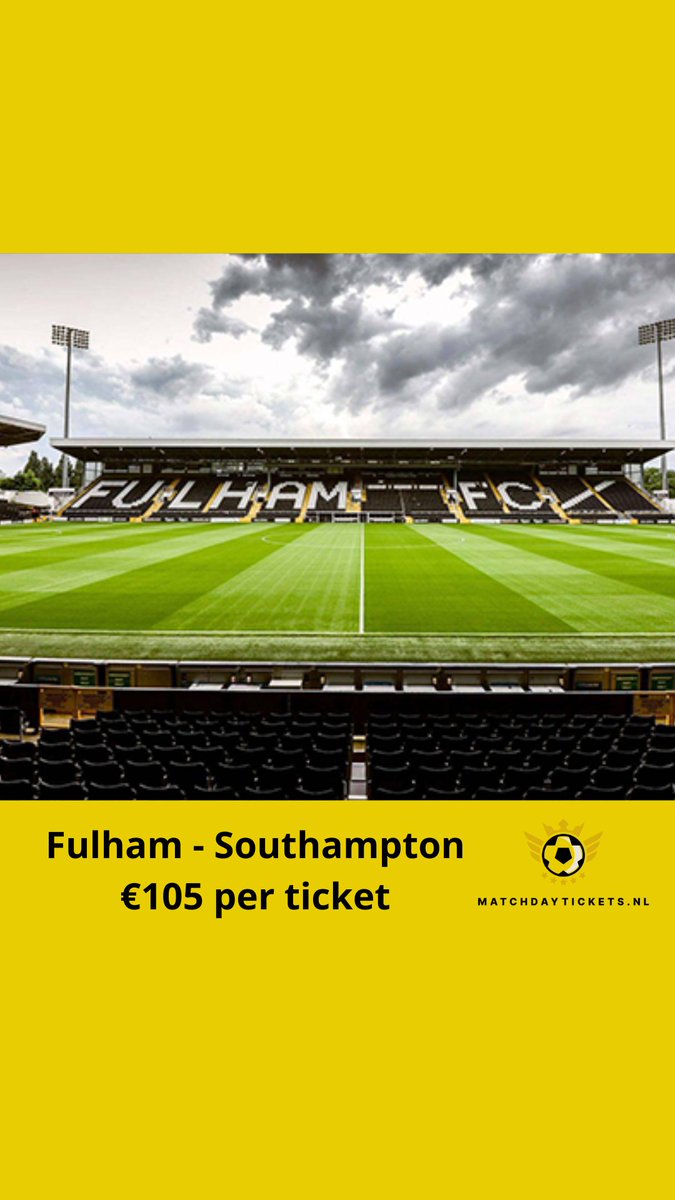 Matchdayticket_'s tweet photo. ⚽⚽⚽
Fulham - Southampton
🏟 Craven Cottage (25.700)
🗓 Zondag 22 december 2024
⚽️ €105 per ticket

✅ Nu te boeken op onze site:
https://t.co/UgzhLHHRPd

#fulham #fulhamfc #premierleague #visitlondon #matchdaytickets #cravencottage #tickets #saints

https://t.co/Kc3DRJfNdx https://t.co/qBfso1jtDV