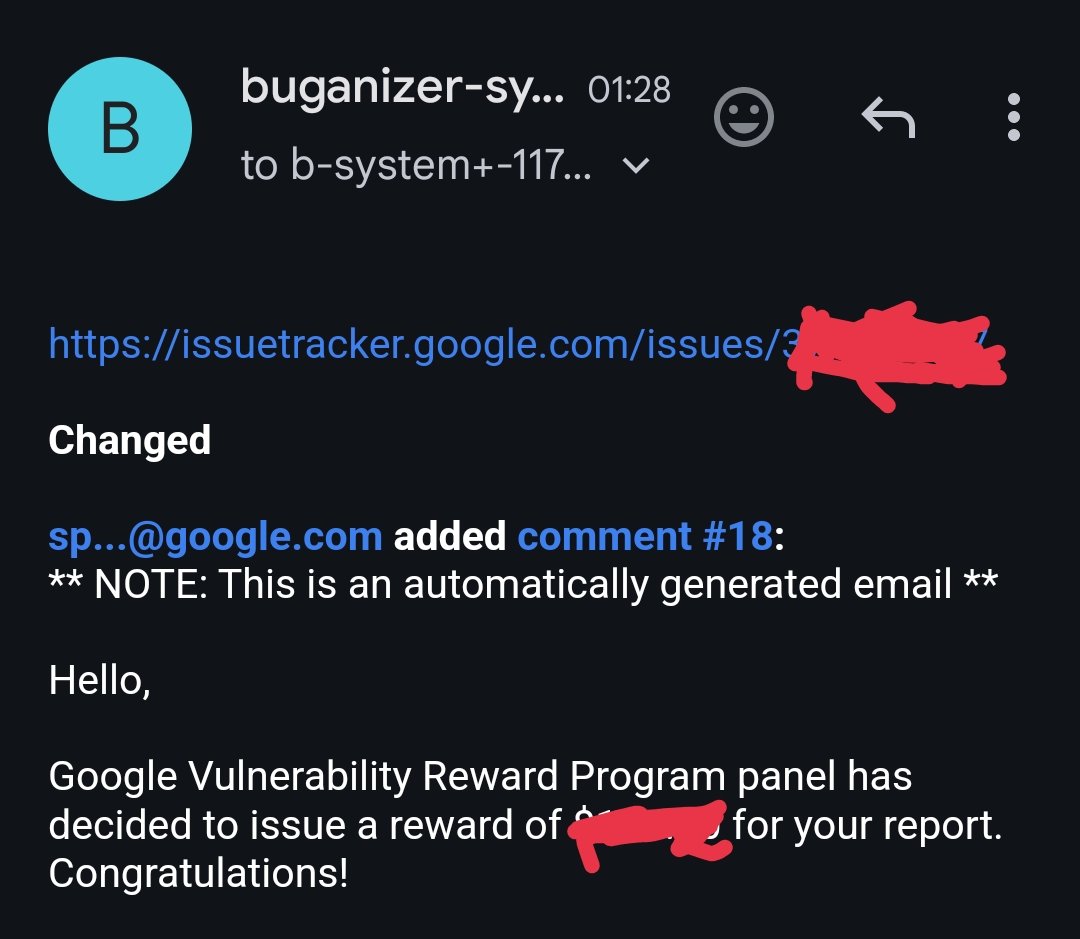 AltamashBm's tweet photo. 🎉 Honored to share that I recently received a bug bounty reward through Google's Vulnerability Reward Program (VRP) and earned a spot in their Security Hall of Fame for securing a core web application
#Google
#CyberSecurity #BugBounty #InfoSec #GoogleVRP #ResponsibleDisclosure https://t.co/ru6yqJBmYy