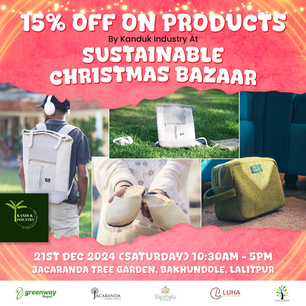 Greenway Nepal (@greenwaynepal) on Twitter photo Get 15% off on Kanduk Industryβs products at the Sustainable Christmas Bazaar! ππβοΈ
ποΈ FREE ENTRY!! ποΈ
ποΈ 21st Dec 2024
π Jacaranda Tree Garden, Bakhundole
#kandukIndustry #EcoFriendlyProducts #Sustainable #Christmas2024 #GreenBusiness #GreenwayNepal #MyWayGreenway #Nepal Get 15% off on Kanduk Industryβs products at the Sustainable Christmas Bazaar! ππβοΈ
ποΈ FREE ENTRY!! ποΈ
ποΈ 21st Dec 2024
π Jacaranda Tree Garden, Bakhundole
#kandukIndustry #EcoFriendlyProducts #Sustainable #Christmas2024 #GreenBusiness #GreenwayNepal #MyWayGreenway #Nepal