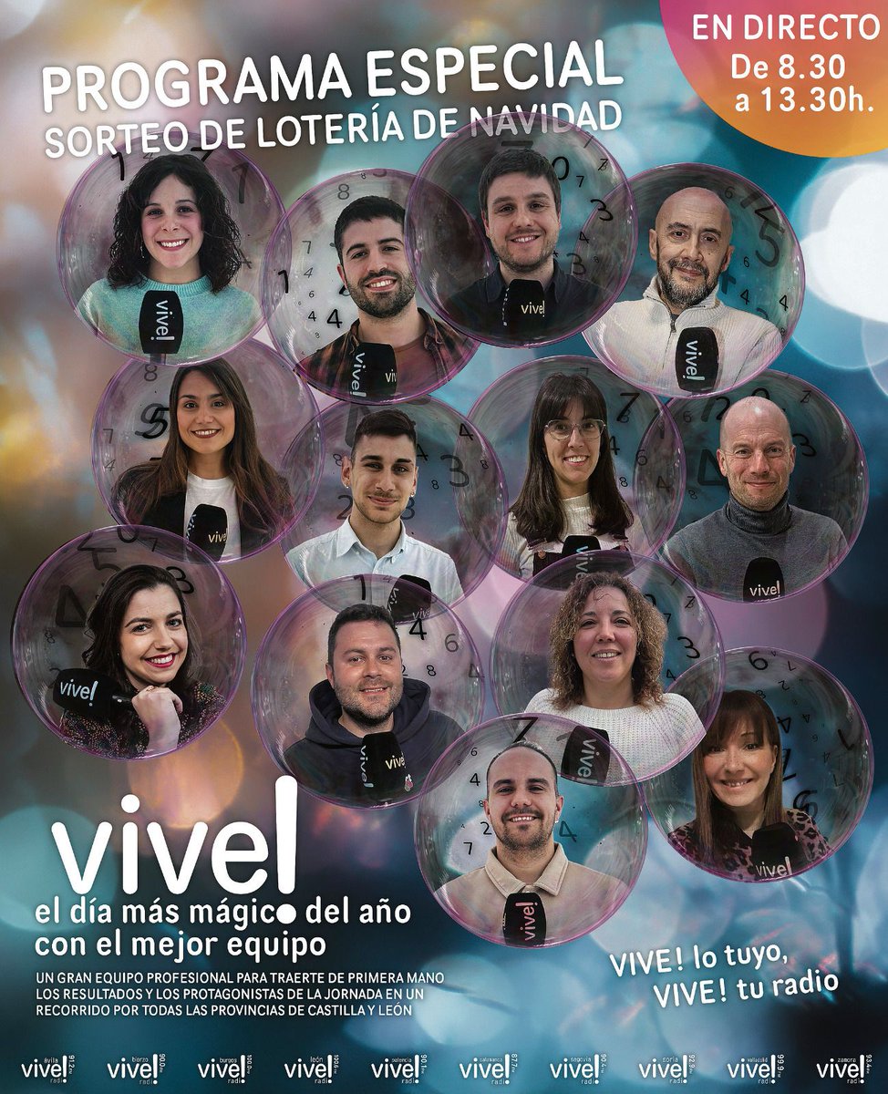 ¡Esta domingo vive el sorteo de la lotería de Navidad con nosotros! 
Emisión en directo del sorteo completo enfocados en Valladolid y nuestra comunidad 🎄🍀
Desde las 8:30h, sintoniza la 99.9fm 🎙️