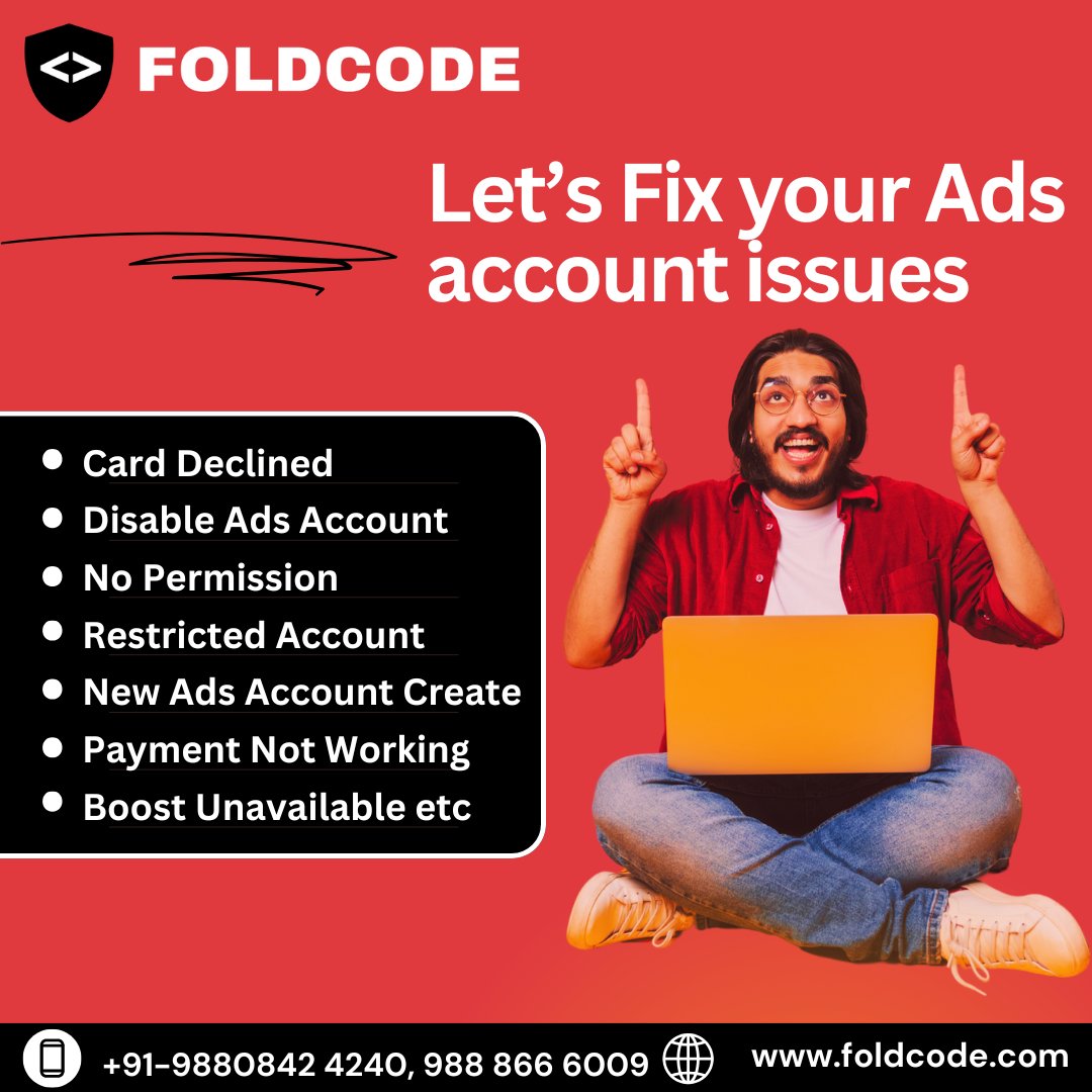 foldcode's tweet image. Having Issues with Your Ads Account? 🚨

Don’t worry – we’re here to help! Let’s fix those account issues fast so you can get back to running your ads smoothly. 💡💪

DM us today, and let’s get your account back on track! 🚀

#adssupport #fixyouraccount #digitalmarketing #ads