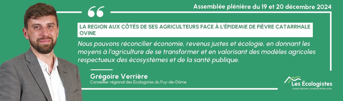 👉 Retrouvez l'intervention de @Greg_Verriere sur la région aux côtés de ses agriculteurs face à l'épidémie de fièvre catarrhale ovine : ecologieaura.fr/ap202412-fievr…