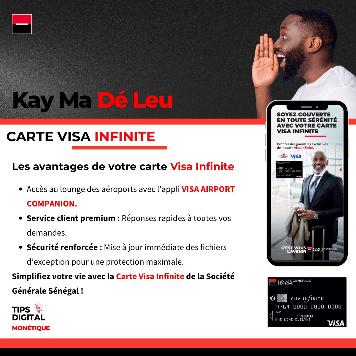 SG_Senegal's tweet image. L’exceptionnel est à portée de main 🌟💳

Découvrez les privilèges de la Carte Visa Infinite de Société Générale Sénégal.

#tipsdigital #sociétégénéralesénégal #cartevisainfinite