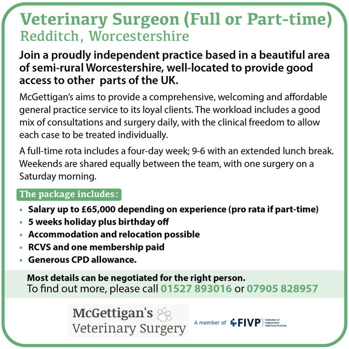 IVPCareers's tweet photo. A proudly independent practice in beautiful Worcestershire is looking for a new vet.  The role is suitable for either a new graduate or more experienced vet.  See the job description: https://t.co/4Ddqy4HI2r………………… #veterinarycareers #vetjobs https://t.co/CLURbO89Zn