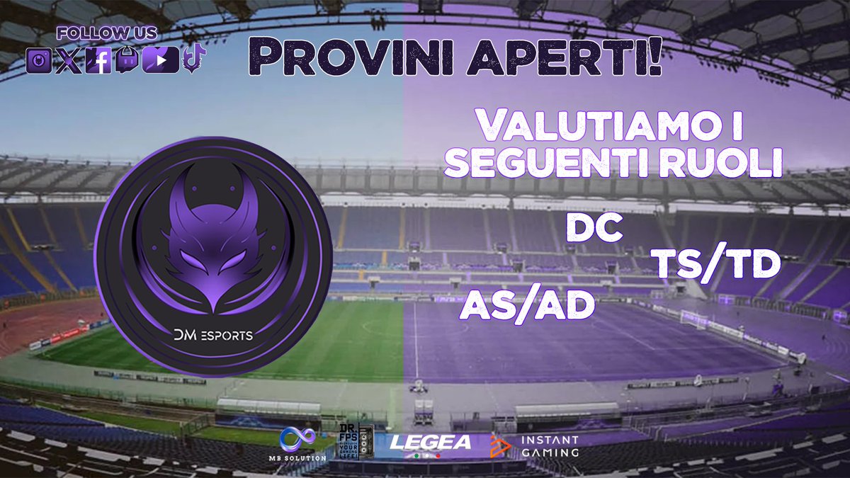 DM_eSports_Off's tweet photo. Ciao a tutti! in vista del mercato invernale, siamo alla ricerca di player :

Disponibilità 4/4
Età 18+

Ruoli :
DC;
TS/TD;
AS/AD.

Modulo 433

Competizioni :
Eludo C;
CPG B.

il progetto è serio, no perditempo!

@pctransfermarkt @CPGitaly @eLUDO_official @MERCATO_PROCLUB https://t.co/Dhbk29KCHp