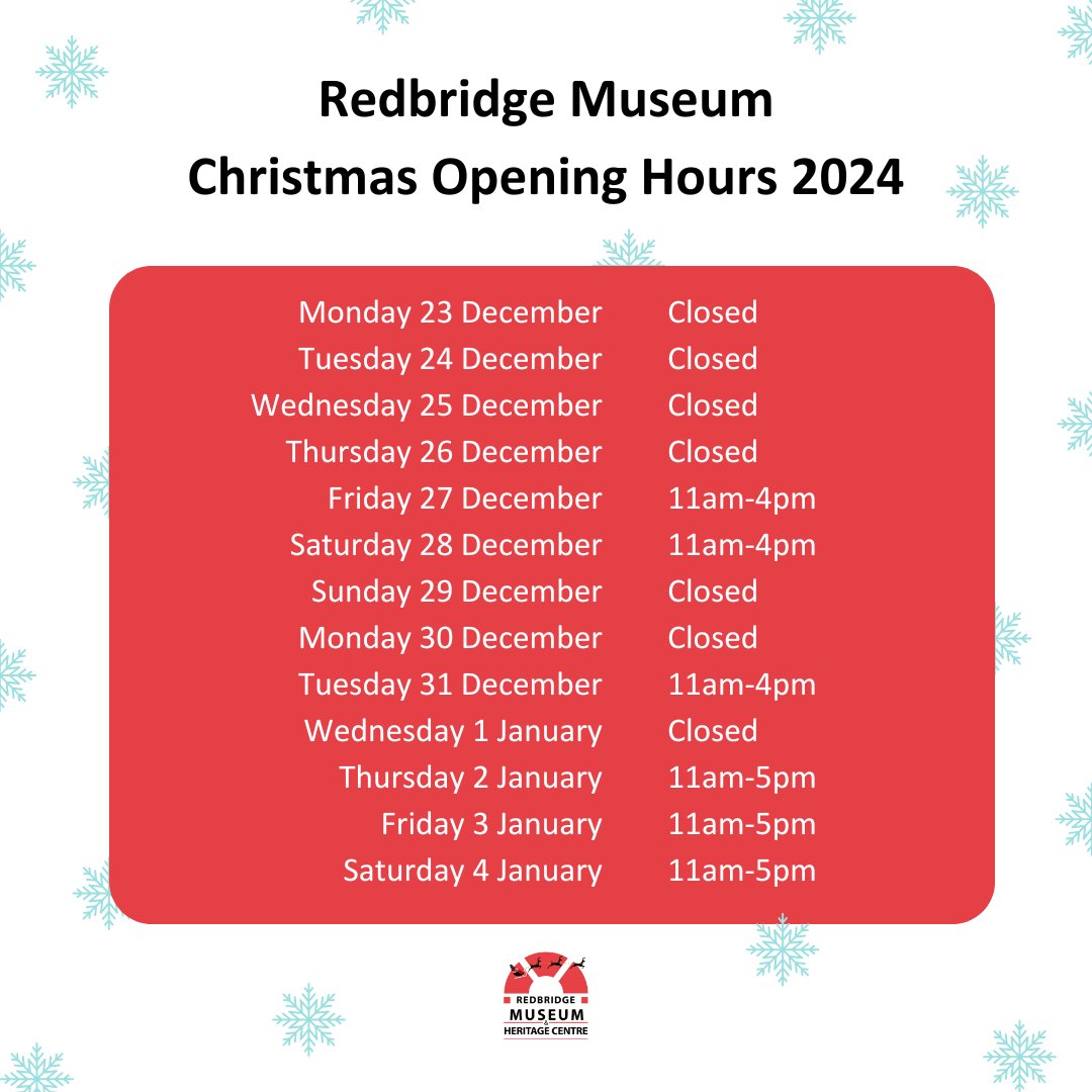 Don’t miss the Redbridge Museum Christmas trail! 🎄

Peek into our freshly decorated room-sets &amp; displays to find Christmas objects hidden around the Museum by some naughty elves 🔎

Drop in anytime that we’re open (see poster) &amp; pick up a trail from the front desk to take part.