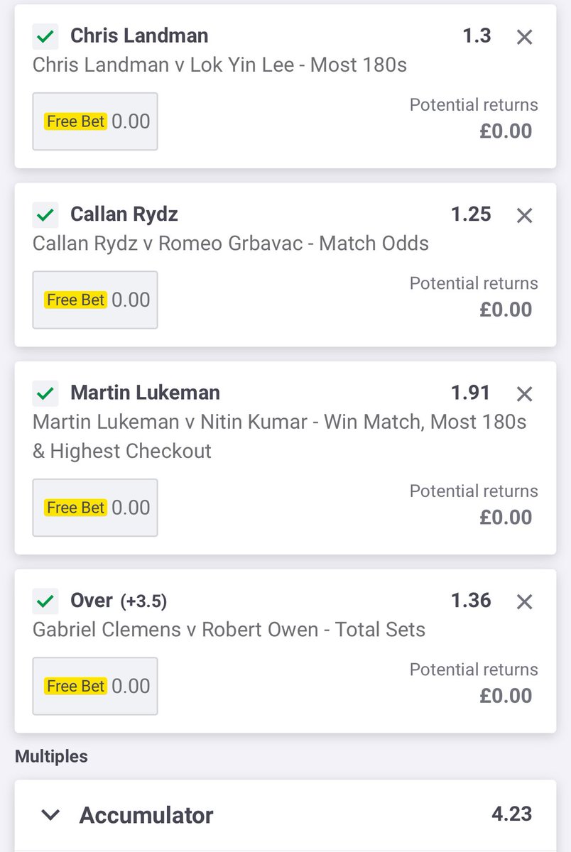 TiptonTipster's tweet image. 🎯 ⭐️⭐️ 4 fold at higher odds #DartsTips #WorldDartsChampionship