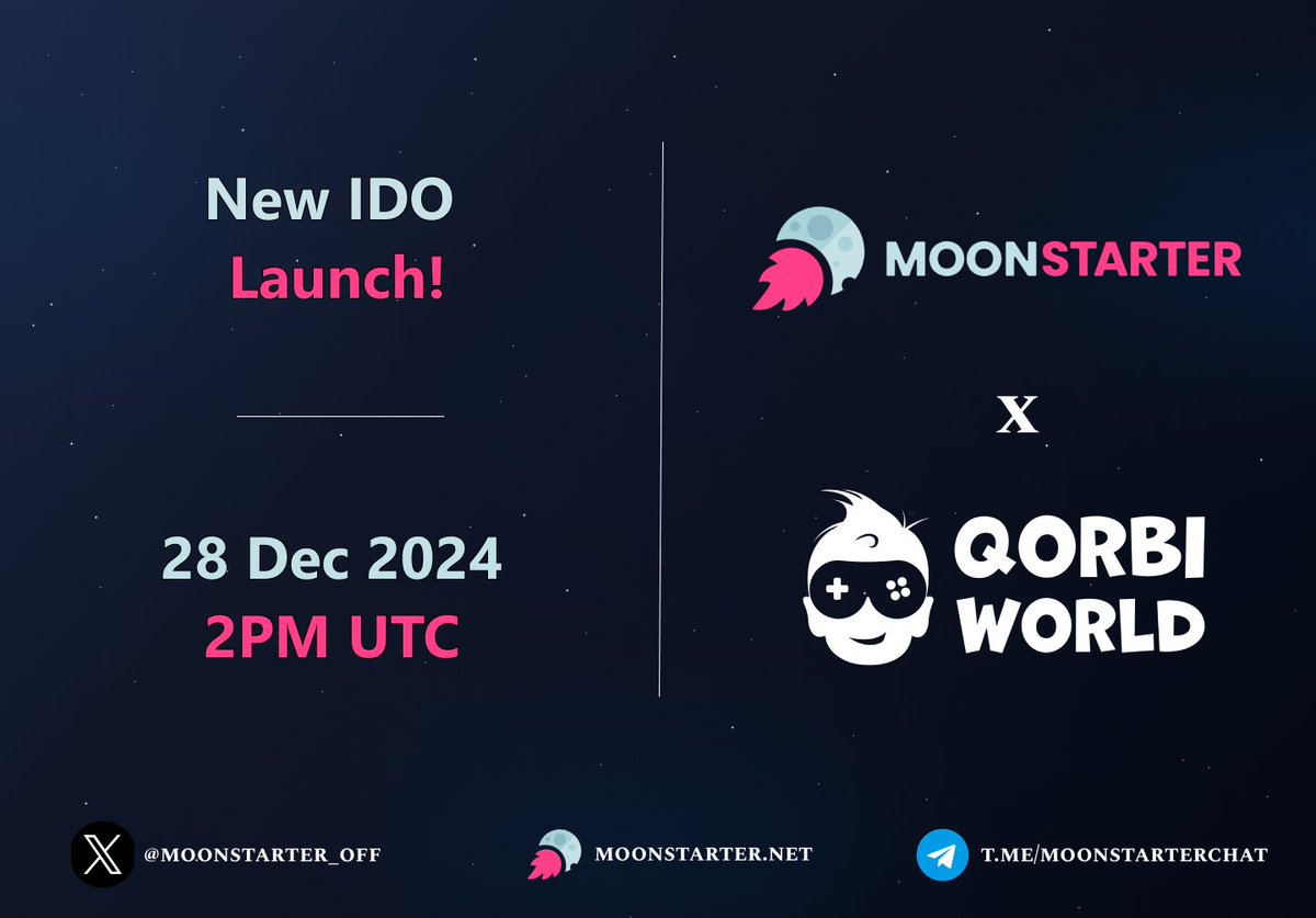 MoonStarter (@moonstarter_off) on Twitter photo Dear Community,
A new Refundable IDO is here, we want to inform you that <a href="/QorbiWorld/">Qorbi World</a> will raise its Public Round round on MoonStarter!
For all the details and to participate: moonstarter.medium.com/announcing-qor…
The #Moonstarter Team Dear Community,
A new Refundable IDO is here, we want to inform you that <a href="/QorbiWorld/">Qorbi World</a> will raise its Public Round round on MoonStarter!
For all the details and to participate: moonstarter.medium.com/announcing-qor…
The #Moonstarter Team