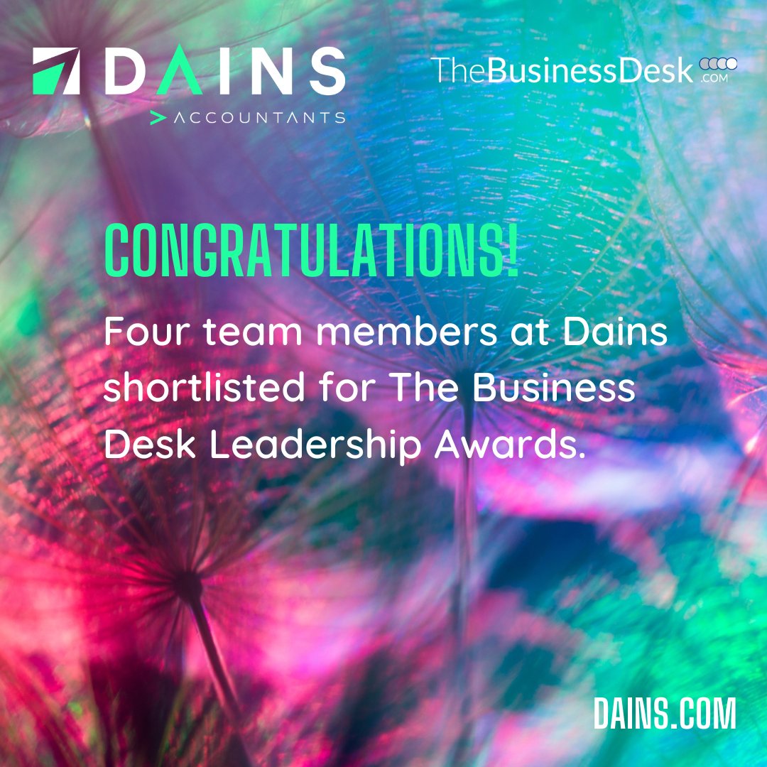 🌟 CONGRATULATIONS🌟

We are proud to announce that three of Dains' team members have been shortlisted for The Business Desk Leadership Awards for 2025!

#awards #shortlisted #thebusinessdesk #leadership #leadershipsawards