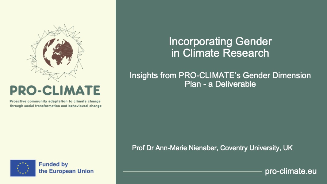 Excited to share that on December 10, 2024, <a href="/AMNienaber/">Prof Ann-Marie Nienaber</a> from <a href="/CovUniResearch/">Coventry University Research and Innovation</a> represented <a href="/PRO_CLIMATE_EU/">PRO-CLIMATE</a> at the <a href="/ResearchGermany/">Research in Germany - Initiative of the BMFTR</a>  virtual workshop! 

This edition workshop focused on integrating gender dimensions in climate change research.

More info: pro-climate.eu/pro-climate-pa…