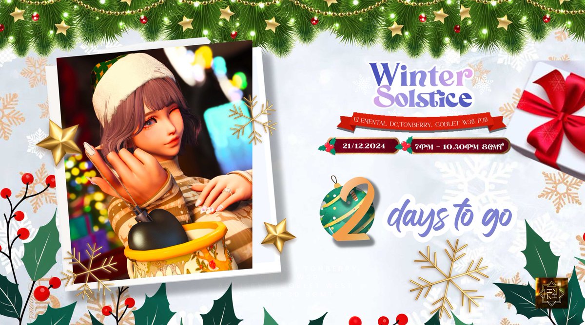 kawagoeFFXIV's tweet photo. Winter Solstice V2.0 in Kawagoe is just 2 days away on 12/21🎉
Get ready for an exciting Starlight Celebration w/fun activities, laughter &amp; presents🎁Bring your friends &amp; join the festivities!

https://t.co/QnYYpHxrxc
#FFXIVRP #ElementalIDC #MeteorDC #GaiaDC #ManaDC #kawagoeFFXIV https://t.co/BrjTTYH1RC