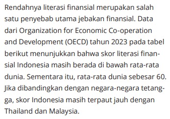 prkdlx's tweet image. Pantes aja di Indo masih byk org yg main judol meski udah jelas banget merugikan. Ternyata krn tingkat literasi finansial masyarakatnya masih &amp;lt; 50%. Bahkan skor literasi finansial Indo masih terpaut jauh dari Malaysia &amp;amp; Thailand.

Based on this, Indonesia Emas 2045 mungkin ga?