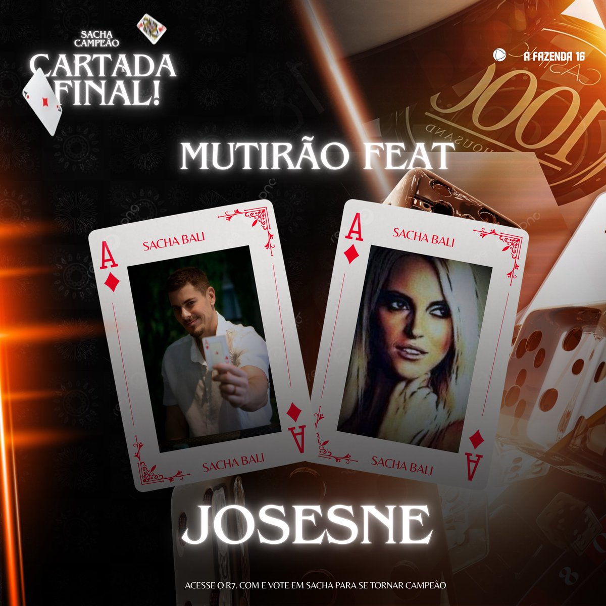 ⚓ MUTIRÃO FEAT <a href="/jooseanee/">Joseane Silva</a> INICIADO ⚓

❌MODO TURBO SEM DEPOSITAR ❌
⏰ Encerra 10:00H.
🎯 O Voto é para GANHAR, portanto vote somente em SACHA!
💪 Foco no R7
🔗 record.r7.com/a-fazenda-16/

#SachaCampeão #AFazenda16