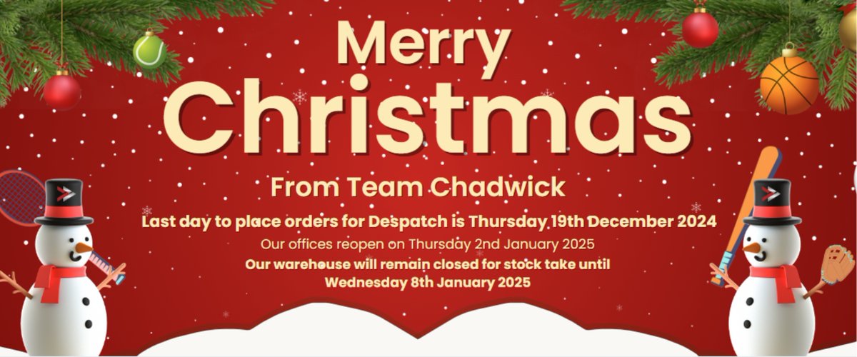 Christmas Holiday Notice Reminder 🎅 🎄 

Don’t miss out! The last day to order before Christmas will be today.

Place your orders via our portal here > zurl.co/0DCk 

#TeamChadwick
