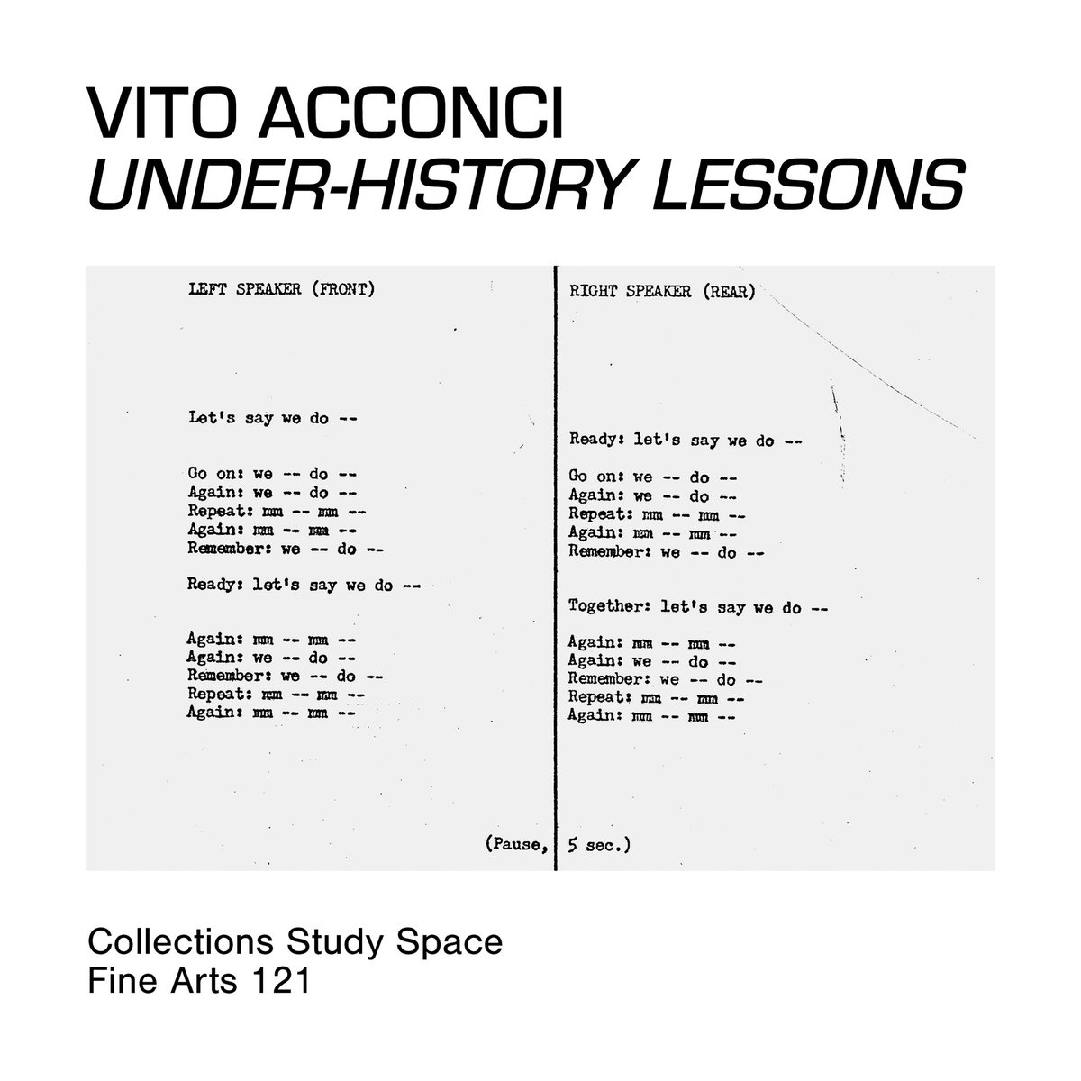 Our spring exhibitions, “History Lessons” and “Vito Acconci: Under-History Lessons,” will be on view beginning Jan 27.  
albany.edu/museum/exhibit…