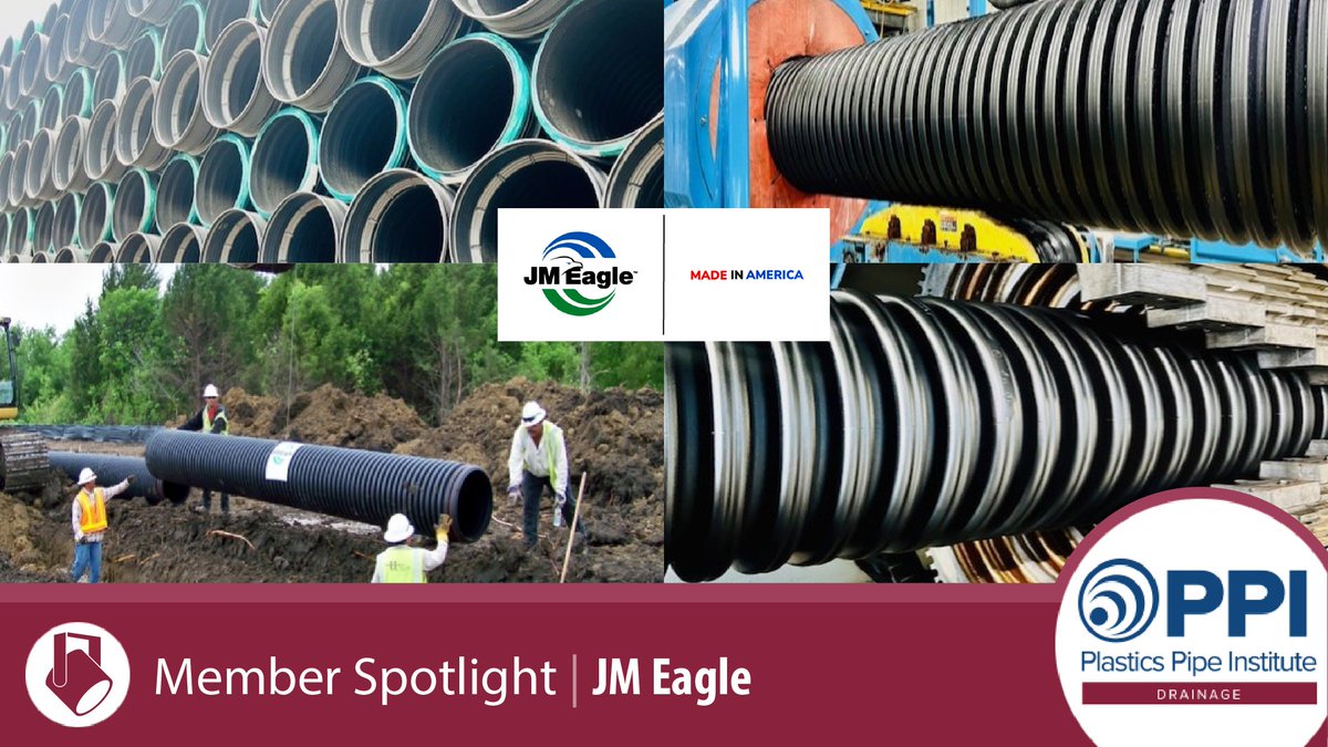 PPIplasticspipe's tweet photo. JM Eagle’s Eagle #corrugatedHDPE pipe is known for its exceptional durability, eco-friendly advantages, and cost-effectiveness in various drainage applications. 

Visit JM Eagle's website here: https://t.co/nIt2KmdWLI

PPI Drainage: https://t.co/XijRjxRUiT

#plasticpipeconnects https://t.co/BqUa0LfPAz