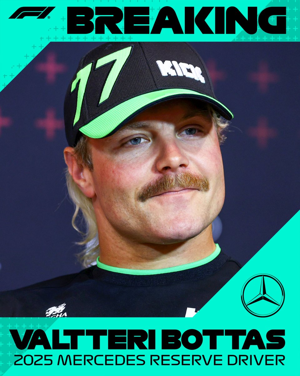 F1's tweet image. BREAKING: Valtteri Bottas returns to Mercedes 

He will take the role of reserve driver at the Silver Arrows 

#F1
