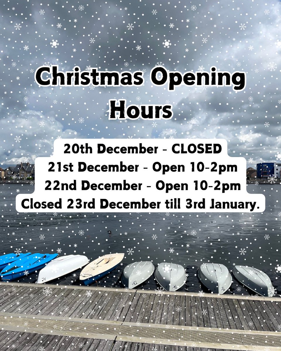 The Chatham Maritime Watersports Centre will be CLOSED on Friday the 20th December and from 23rd December until 3rd January.

You can still join them for some fun on the water on 21st-22nd December from 10am - 2pm!

#chathammaritimetrust #chathammaritimewatersports