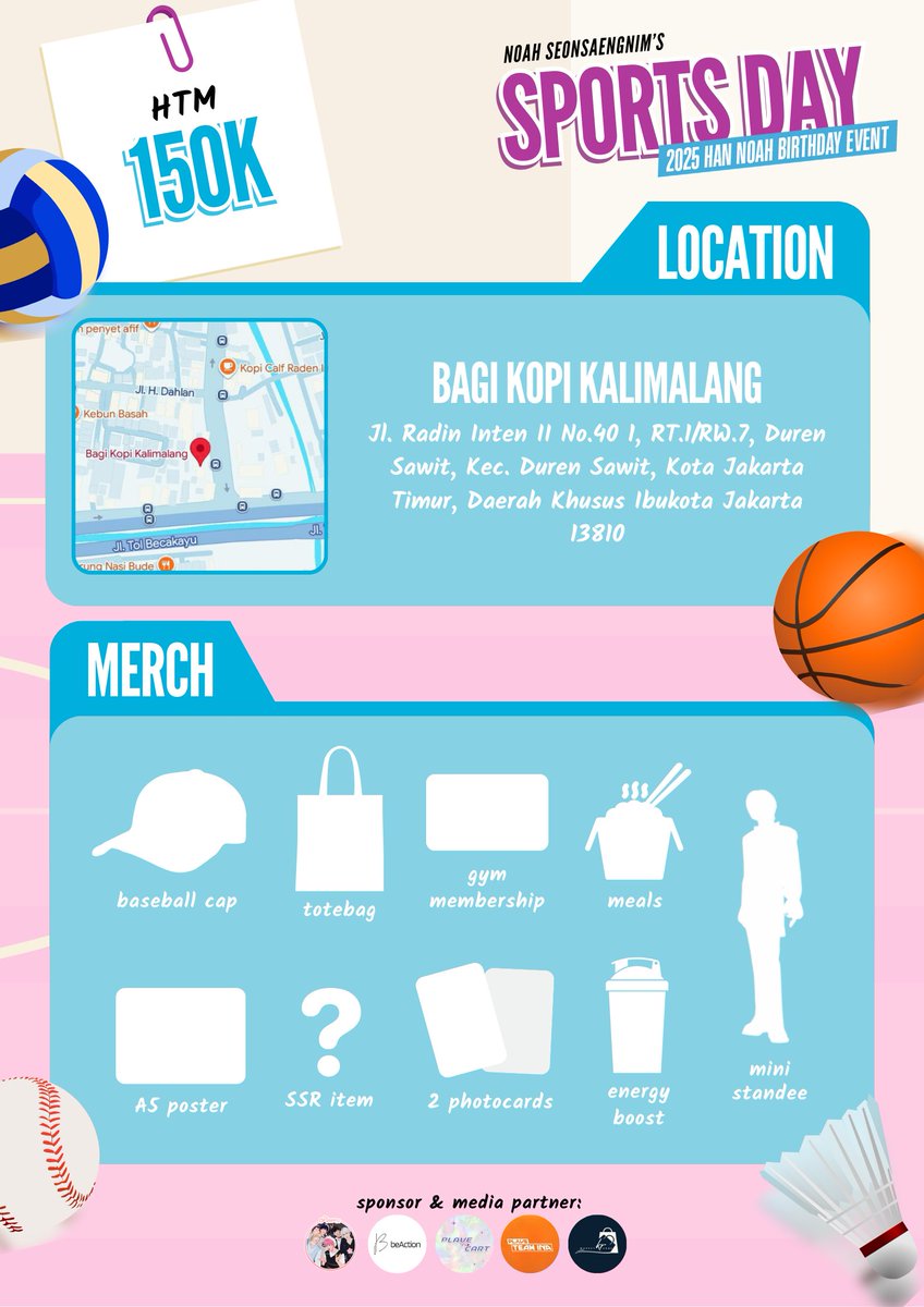 🏀 Noah Seonsaengnim's Sports Day ˙✧˖°👟

2025 NOAH BIRTHDAY EVENT BY WAYFORPLAVE 

🗓️ February 9, 2025
⏰ 14.00 - 17.00
📍 Bagi Kopi Kalimalang, Jakarta

Form :
docs.google.com/forms/d/e/1FAI…