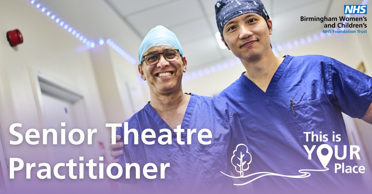 We're looking for a Senior Theatre Practitioner to join our Obstetrics and Gynaecology Department at Birmingham Women's Hospital.  #ThisIsYourPlace

Head to our website to find out more: orlo.uk/9WlUE