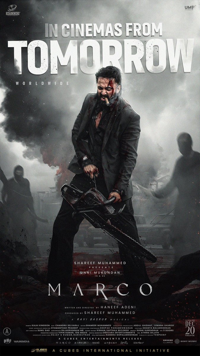FrontRowTeam's tweet image. M🅰️RCO Releasing Worldwide🌎 from tomorrow🩸

#MarcoDec20 #Marco #Unnimukundan