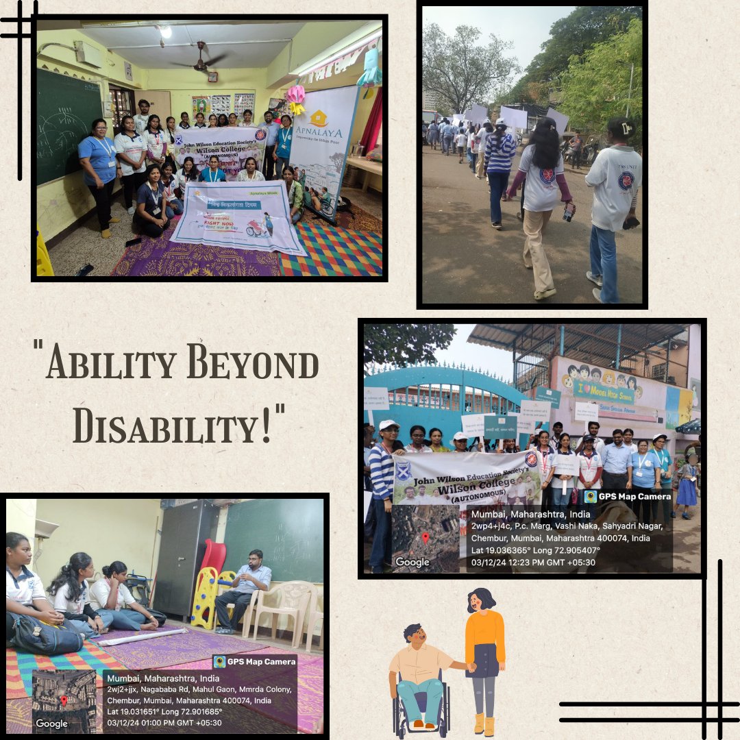 nss_unit_wilson's tweet photo. NSS Unit of Wilson College (Autonomous), under the project 'समान अवसर, समान जीवन,' proudly participated in a rally organized by Apnalaya NGO to mark World Disability Day✨️
#WorldDisabilityDay #EqualOpportunities #Inclusivity #WilsonCollege #NSS  #समानअवसरसमानजीवन #Apnalaya https://t.co/ciDhYVWUrK