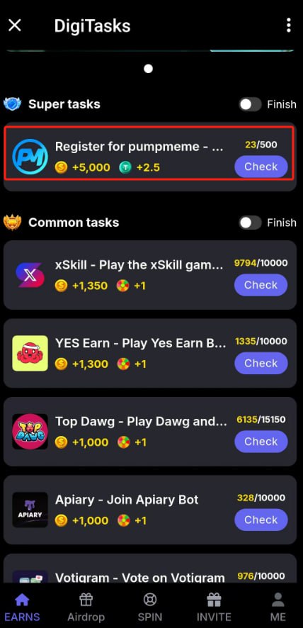 🚀 Earn $2.5 USDT Instantly with DigiTasksBot! 🎉

Complete one simple task and get $2.5 USDT—no lock-up, no waiting! Withdraw instantly. 💸

⚡ Limited to 500 spots—first come, first served!

How to Claim:

1️⃣ Open DigiTasksBot and click "EARNS".
2️⃣ Find "Register for PumpMeme"