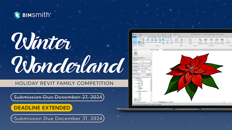 🎄 Deadline Extended!

The submission deadline for BIMsmith Winter Wonderland is now Dec. 31, 2024!

Finish your holiday-themed Revit family and compete for $1,000 in prizes.

👉 blog.bimsmith.com/Introducing-th…
#Revit #BIMsmithWinterWonderland #BIM