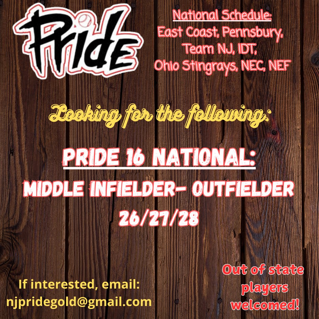 NJ Pride Softball (@njpridegold) on Twitter photo Seeking committed players who want yo play national schedule and be recruited. Dm or email for a workout <a href="/ExtraInningSB/">EXTRA INNING SOFTBALL</a> <a href="/FastPitchOnline/">FastPitchOnline 2025</a> Seeking committed players who want yo play national schedule and be recruited. Dm or email for a workout <a href="/ExtraInningSB/">EXTRA INNING SOFTBALL</a> <a href="/FastPitchOnline/">FastPitchOnline 2025</a>