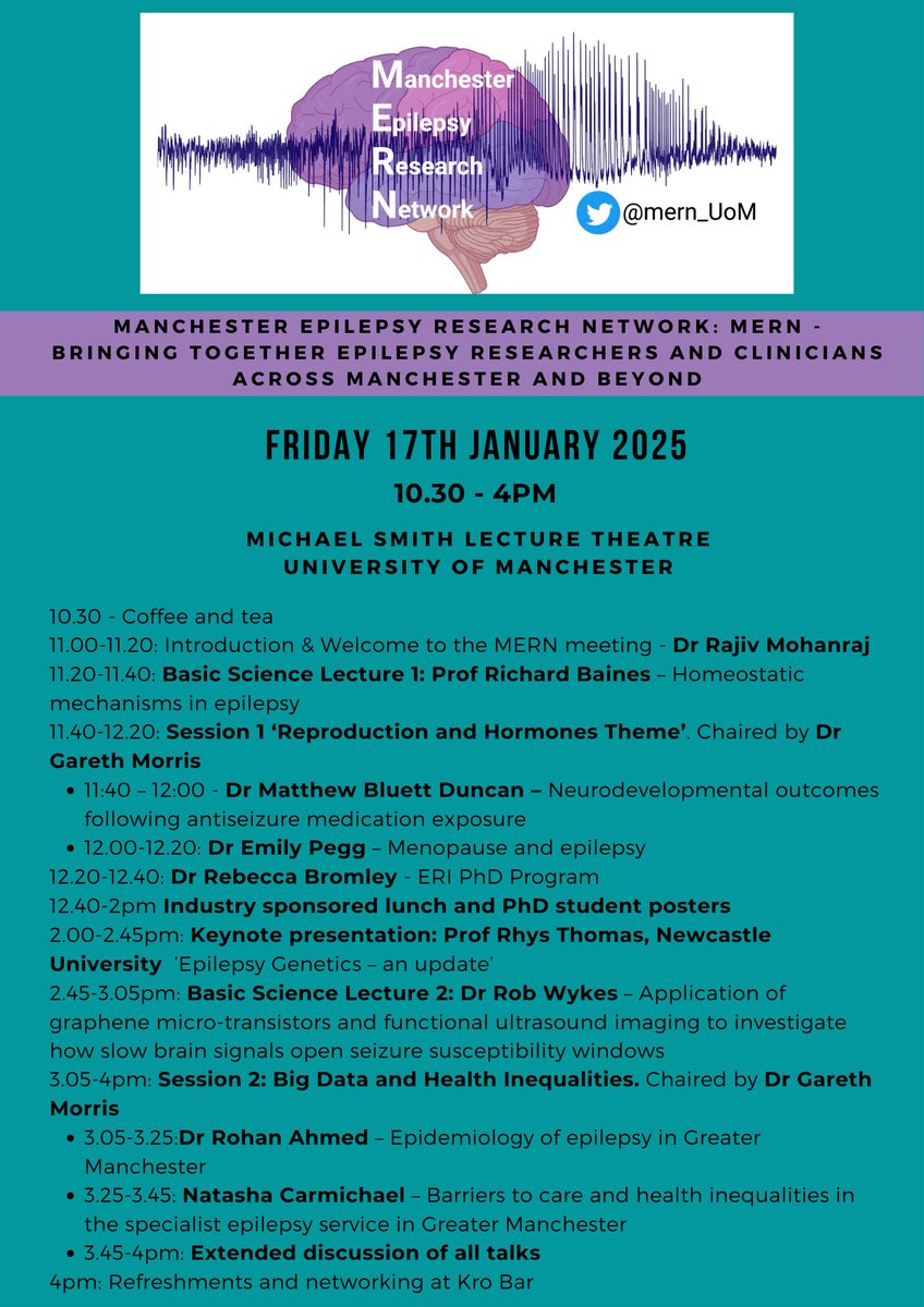 Wykes_Lab (@labwykes) on Twitter photo Save the date and register. Next <a href="/mern_UoM/">Manchester Epilepsy Research Network</a> meeting January 17th 2025. <a href="/DNS_UOM/">Division of Neuroscience</a> <a href="/GJBrainResearch/">GJBrainResearch</a> <a href="/EpilepsyInst/">Epilepsy Research Institute</a> register here: forms.office.com/e/bd3P4QSnB4 Save the date and register. Next <a href="/mern_UoM/">Manchester Epilepsy Research Network</a> meeting January 17th 2025. <a href="/DNS_UOM/">Division of Neuroscience</a> <a href="/GJBrainResearch/">GJBrainResearch</a> <a href="/EpilepsyInst/">Epilepsy Research Institute</a> register here: forms.office.com/e/bd3P4QSnB4