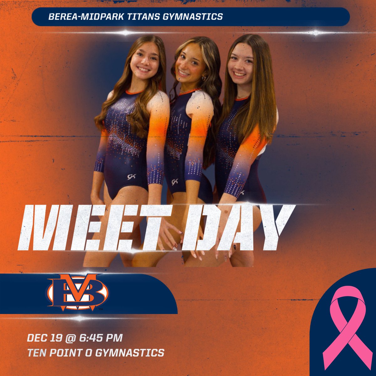 IT’S FINALLY MEET DAY!!! 🤩 We open up our season tonight in North Ridgeville. 

🩷 Flip for the Cure 🩷
📍Ten Point O Gymnastics 
⏰ 6:45 PM (Doors open at 6:30)
💲$6 cash only

<a href="/AthleticsBMHS/">Berea-Midpark Titans</a>