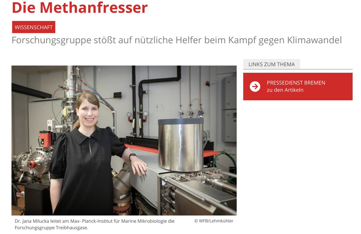 Max Planck Institute for Marine Microbiology (@marinemicrobio) on Twitter photo Hier könnt Ihr nachlesen, wie unsere Forschenden um Jana Milucka <a href="/BiogeoMPIBremen/">Biogeo MPI Bremen</a> nützlichen Helfern beim Kampf gegen Klimawandel nachforscht:
wfb-bremen.de/de/page/storie…
<a href="/WFBBremen/">WFB Bremen</a> #MINT #WomeninSTEM #Methan #Mikrobiologie #MachMINT Hier könnt Ihr nachlesen, wie unsere Forschenden um Jana Milucka <a href="/BiogeoMPIBremen/">Biogeo MPI Bremen</a> nützlichen Helfern beim Kampf gegen Klimawandel nachforscht:
wfb-bremen.de/de/page/storie…
<a href="/WFBBremen/">WFB Bremen</a> #MINT #WomeninSTEM #Methan #Mikrobiologie #MachMINT