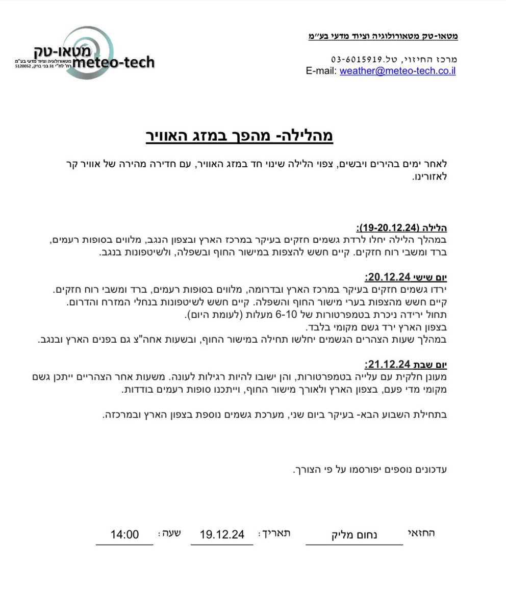 TechMeteo's tweet image. מהלילה מהפך במזג האוויר