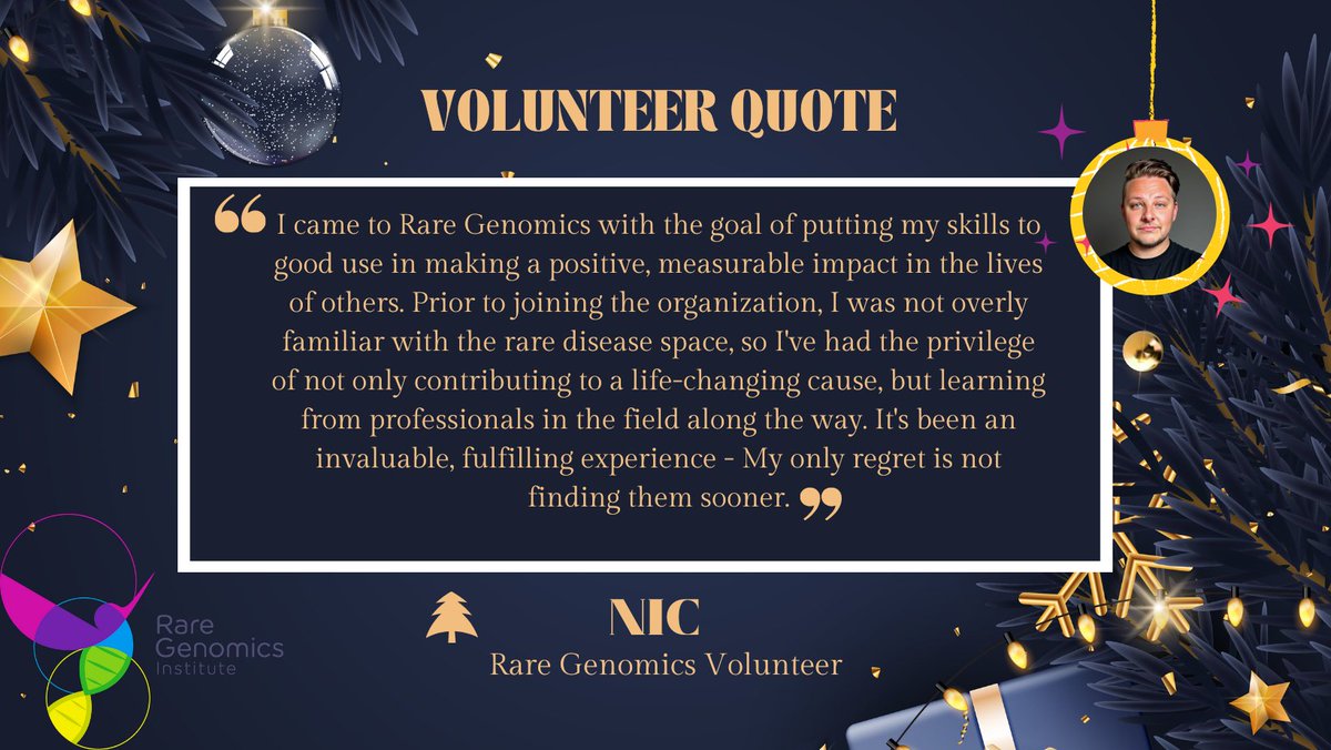 🎁 Day 2 of our 12 Days of Holiday Countdown is here! Today, we’re spotlighting a volunteer who shares why being part of Rare Genomics means so much to them. 

Thank you to all our volunteers who bring hope and positivity to the rare disease community! 🌟

#RareDiseases