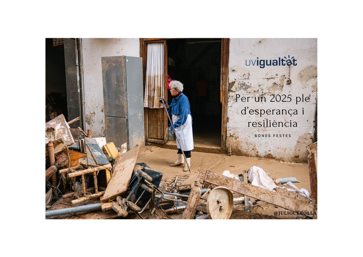 Unitat d'Igualtat UV (@igualtatuv) on Twitter photo Per un 2025 ple d'esperança i resiliència. Bones Festes.
Foto: Algemesí, novembre de 2024. <a href="/Juliocebollaa/">juliocebolla</a> Per un 2025 ple d'esperança i resiliència. Bones Festes.
Foto: Algemesí, novembre de 2024. <a href="/Juliocebollaa/">juliocebolla</a>