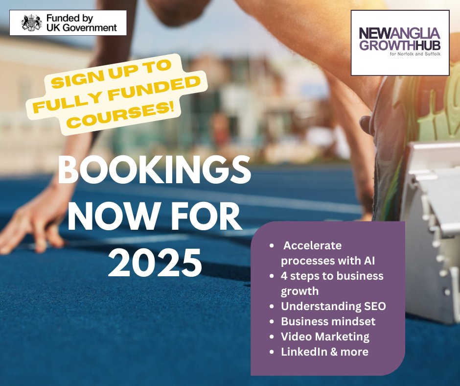 ⏱️🔜‍Get ahead in 2025 and sign up to our business and #digitalmarketing workshops! They have been beneficial to 100s of businesses this year. 

BOOK HERE > newangliagrowthhub.co.uk/events/tag/nor…
#norfolk #businessgrowth #dereham #cromer #greatyarmouth #norwich #kingslynn