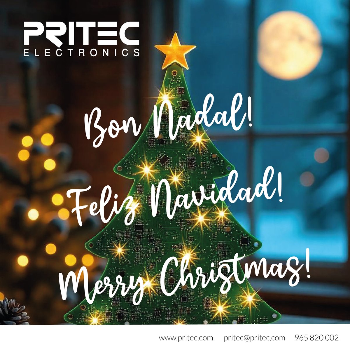 PRITECElectr's tweet photo. Todo el equipo humano de PRITEC ELECTRONICS quiere desearles una Feliz Navidad y un próspero año nuevo

#FelizNavidad2024
#FelizAñoNuevo2025 https://t.co/TfNbeR9FBk