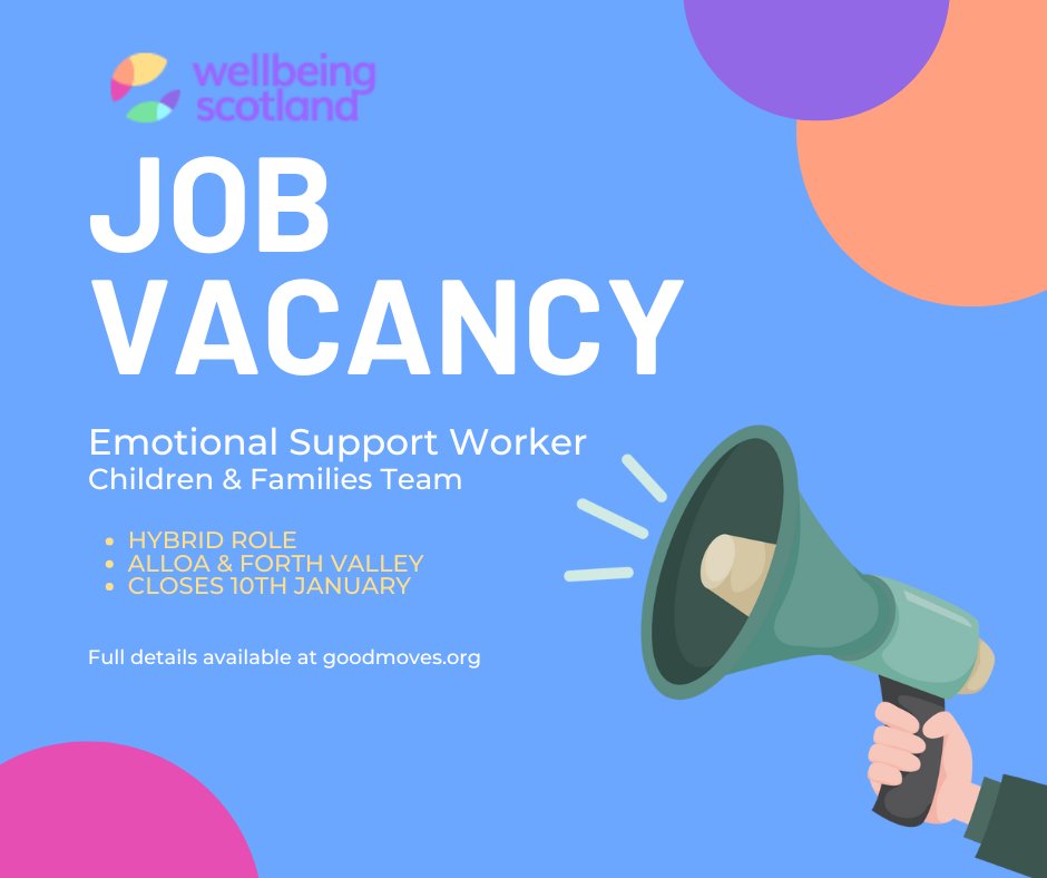 We are recruiting an Emotional Support Worker to join our Children &amp; Families team.  
Full details and application form available at goodmoves.org/vacancya4sP100…
Closes 10th January
#Recruitment