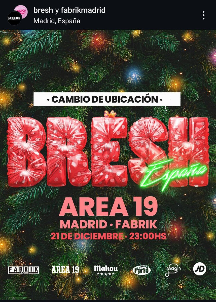 Esta gente al final acaban haciendo la fiesta en mi barrio con tanto cambio de ubicación... 🤯🙃🤪

Pabellón 8 IFEMA > Pabellón 1 IFEMA > Area19 Fabrik 😅