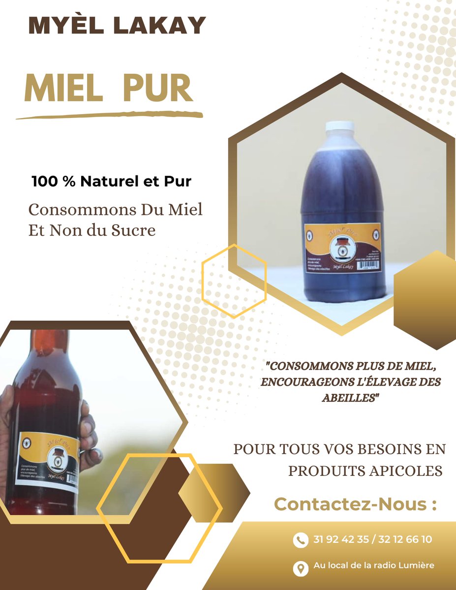 Pi bon Myèl peyi a wi.
MyèlLakay 🍯
MielPur 🍯
Rele nou ekri nou.
+5093192 4235 
+5083212 6610