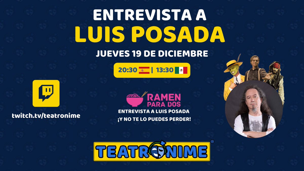 ¡Aquí no se para! <a href="/RamenParaDos/">Ramen Para Dos</a> entrevista esta tarde a Luis Posada 😎