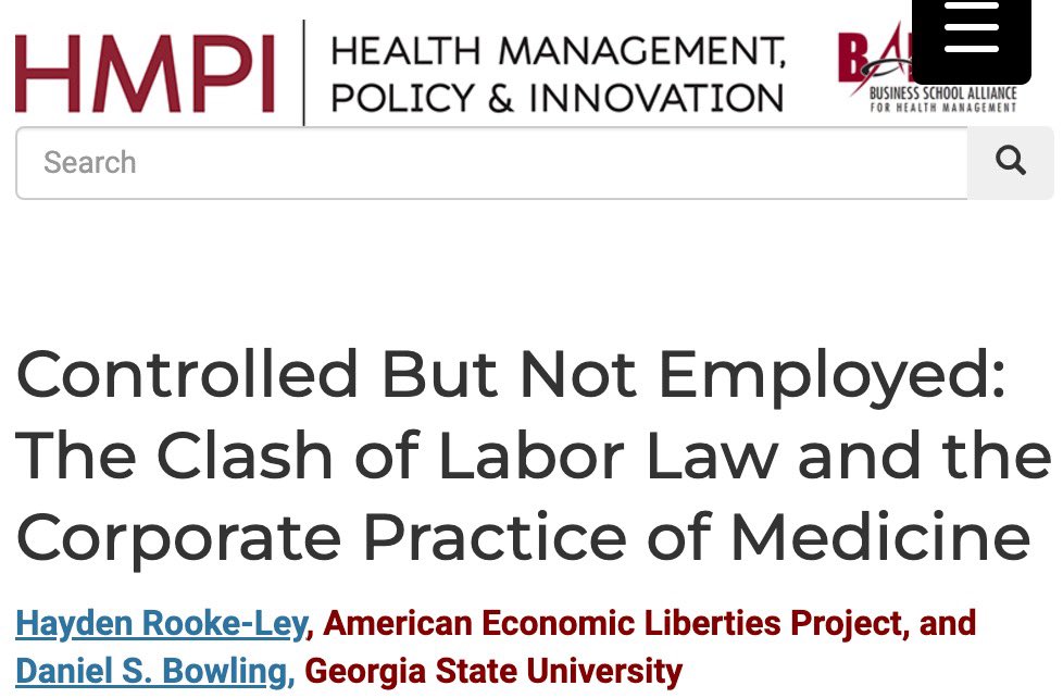New in <a href="/JAMA_current/">JAMA</a> we find that physician unionization has increased markedly since 2023, &amp; we briefly explore why.

And in <a href="/HMPI_Journal/">HMPI_Journal</a> we discuss how the interaction of labor law &amp; corporate practice of medicine laws may shape these growing organizing efforts. 1/x