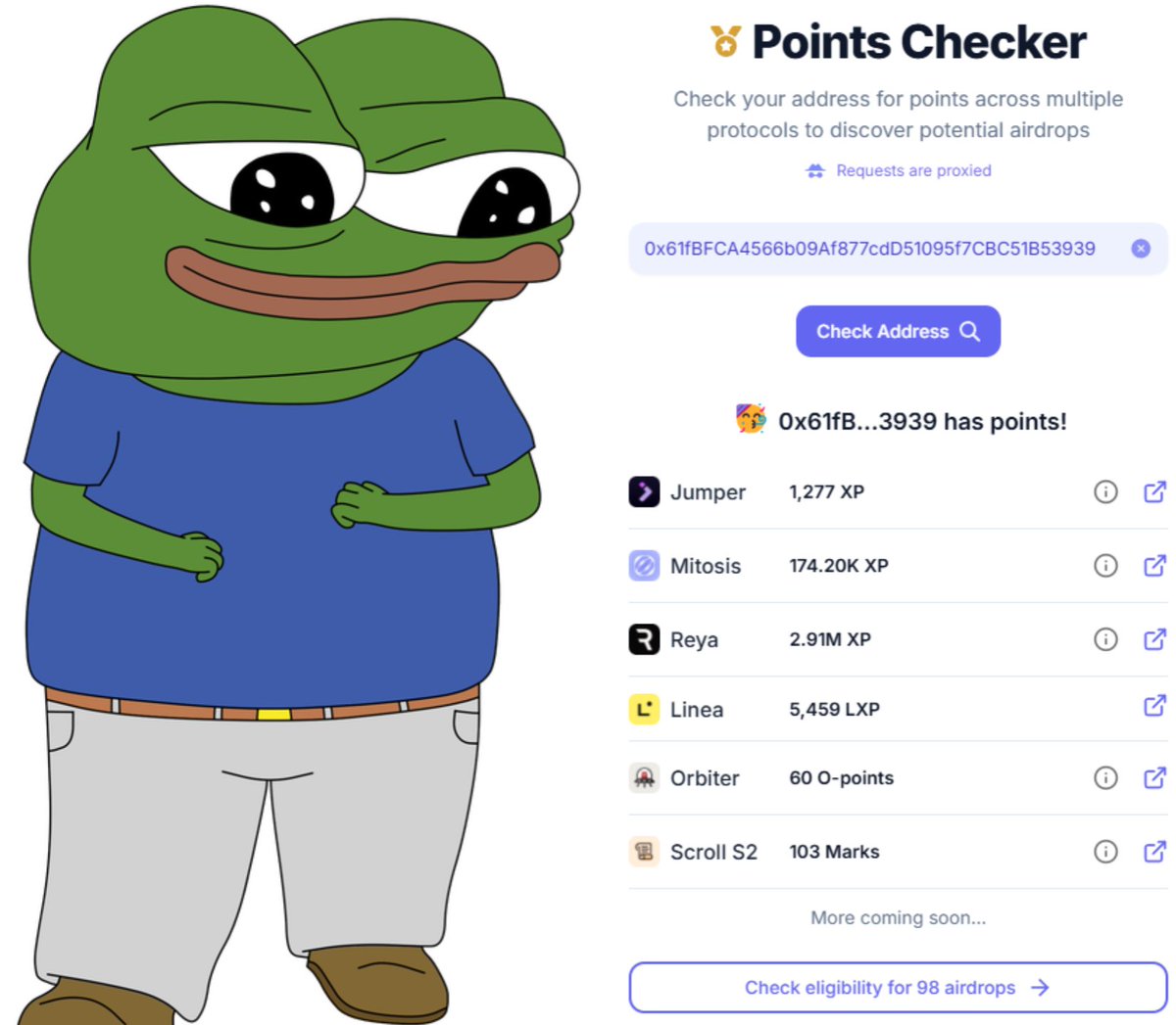 tobific's tweet photo. Drops Points checker

You can use this FREE checker to check your Points for all airdrops 🪂

🔗 https://t.co/2nLFsMU5vP

You can also get TG alerts for all airdrops you get on your wallets on 7 chains if you get Premium plan

Simply use code "TOBI" for 40% off on yearly plan 🫡