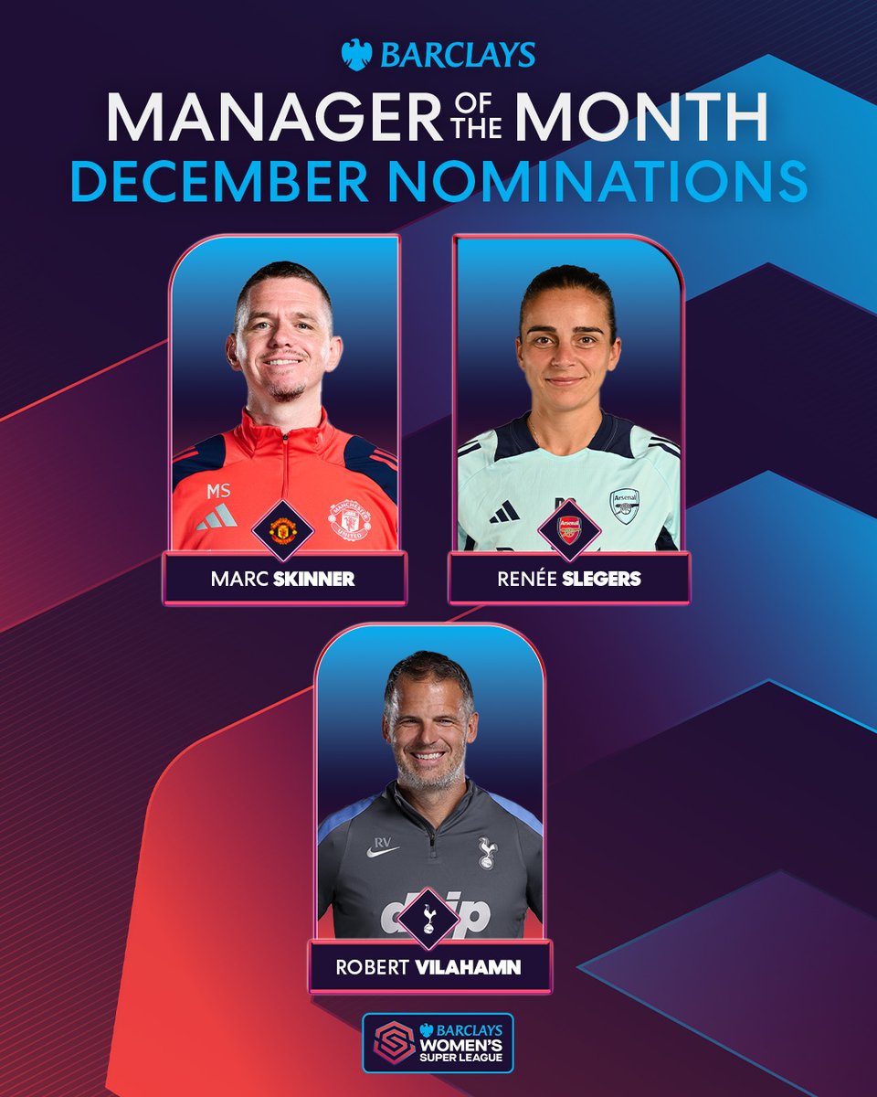 The nominees for Manager of the Month are in!  

🌟 Marc Skinner
🌟 Renée Slegers
🌟 <a href="/RobertVilahamn/">Robert Vilahamn</a> 

Vote now: ngx.me/6c3osH9?channe…