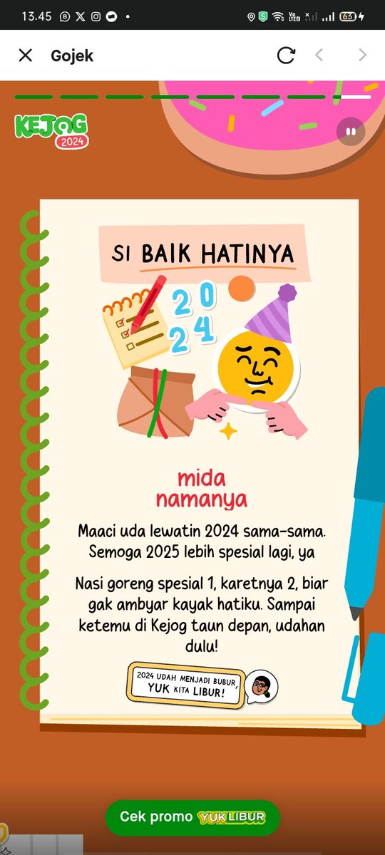 mitaafr1's tweet photo. si paling baik hatinya ga tuh diriku di gojek in a year, semoga direal life juga aku selalu baik hati wkwkw. https://t.co/Wpd0kAOhWo