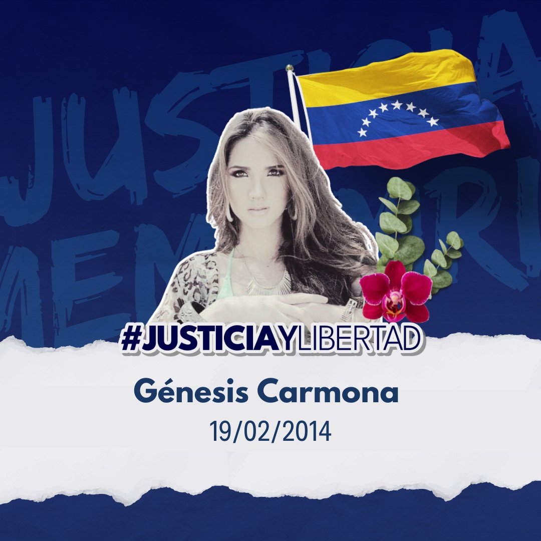 JEPvzla's tweet photo. #19Dic | Génesis Carmona, 21 años de edad, estudiante de marketing y Miss Turismo Carabobo en 2013, recibió un disparo en la cabeza el 18 de febrero de 2014 mientras participaba en una protesta estudiantil. Recordamos a Génesis y seguimos exigiendo justicia     #JusticiayLibertad https://t.co/svvC3nozU0