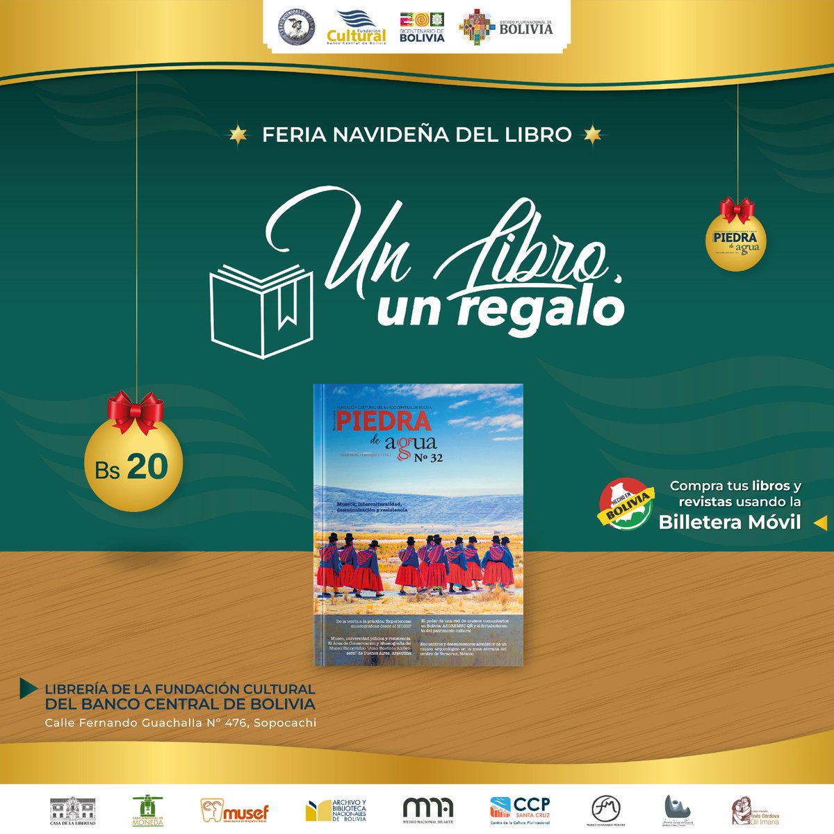 #FCBCB I 𝑭𝒆𝒓𝒊𝒂 𝒏𝒂𝒗𝒊𝒅𝒆𝒏̃𝒂: 𝑼𝒏 𝒍𝒊𝒃𝒓𝒐, 𝒖𝒏 𝒓𝒆𝒈𝒂𝒍𝒐
Adquiere tu ejemplar en Sopocachi, en la calle Fernando Guachalla N°476, en la Feria Navideña: Un libro, un regalo.
Estaremos hasta el martes 24 de diciembre, te esperamos.