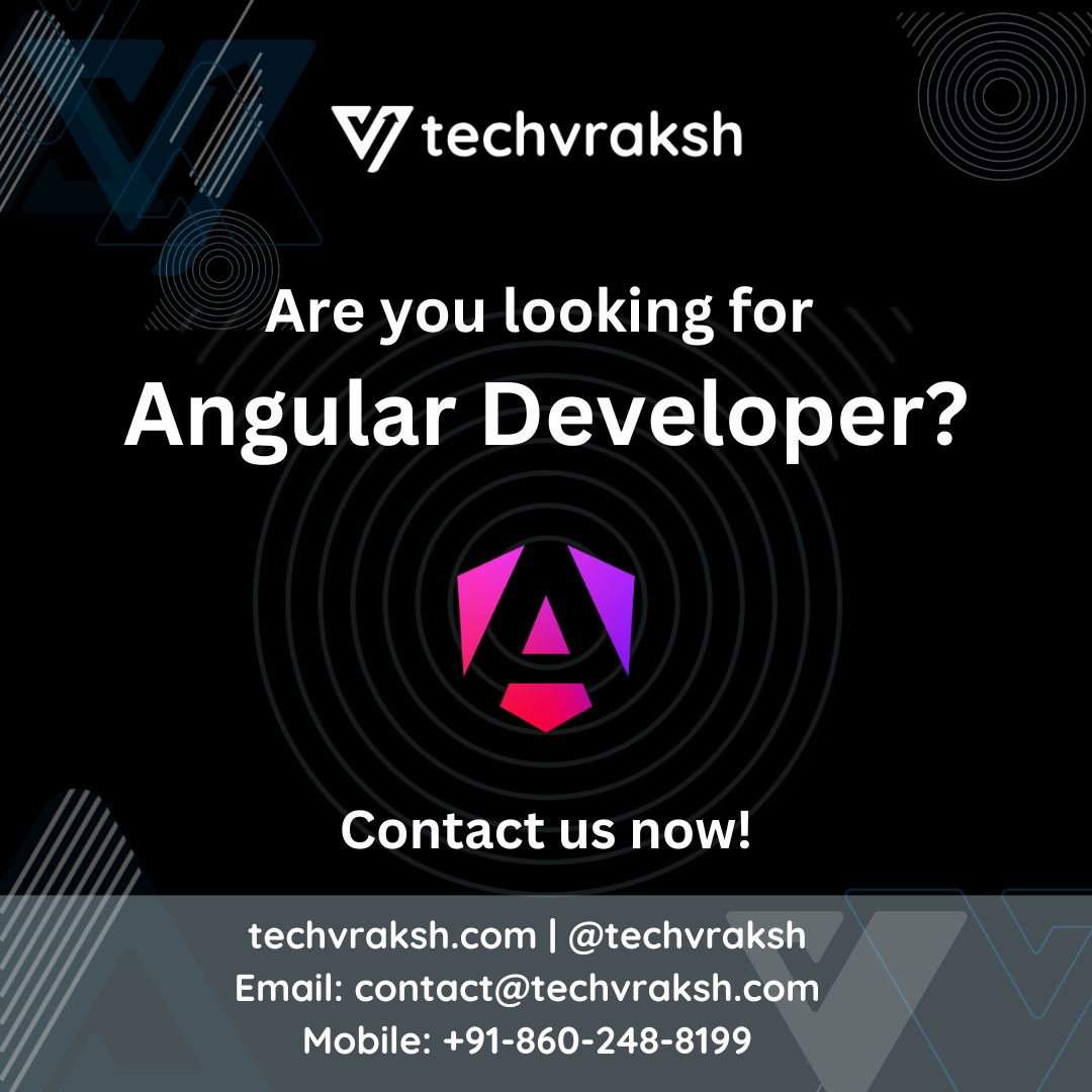 👩‍💻 𝗔𝗿𝗲 𝗬𝗼𝘂 𝗟𝗼𝗼𝗸𝗶𝗻𝗴 𝗳𝗼𝗿 𝗮𝗻 𝗔𝗻𝗴𝘂𝗹𝗮𝗿 𝗗𝗲𝘃𝗲𝗹𝗼𝗽𝗲𝗿?

Partner with us to build dynamic, responsive, and high-performance web applications!

📩 Connect with Us Today!
👉 Let’s bring your vision to life with cutting-edge Angular development!